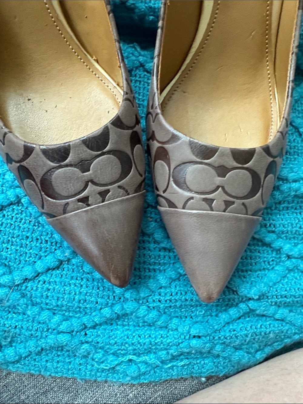 Coach Brown Signature Canvas Pointed-Toe Pumps - Picture 4 of 7